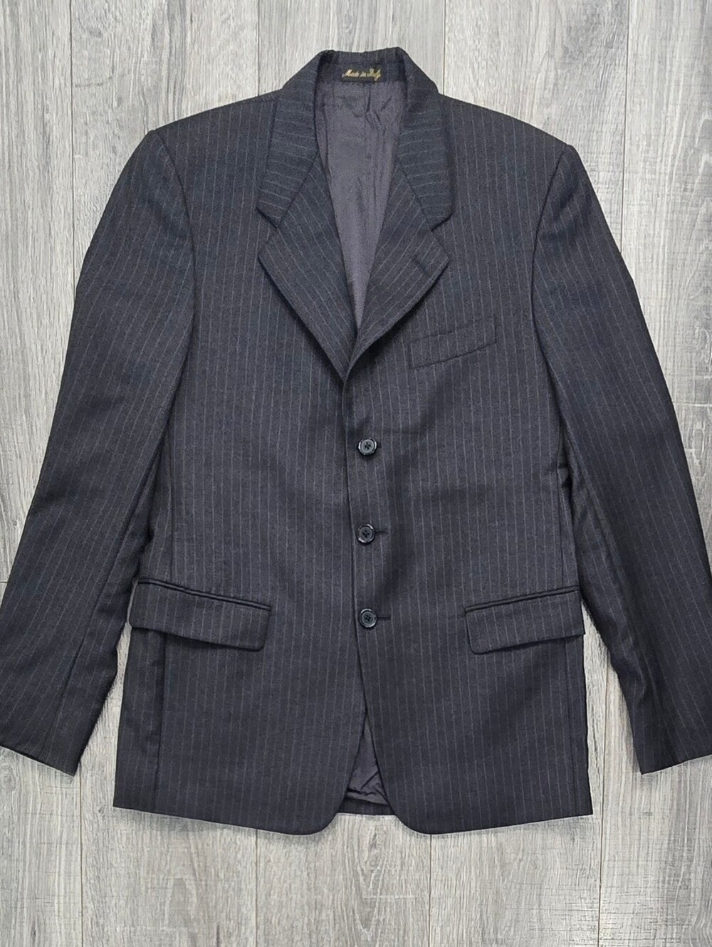 Vintage Princeton Made in Italy Charcoal Pinstripe 3-Button Blazer Jacket.